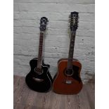 A Yamaha APX500 electro-acoustic guitar and an Eco 12 string (as found).