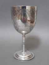 A late Victorian silver trophy cup, inscribed; "Chester Regatta 1868 City Cup" won by the Duffer