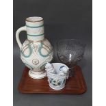 A mixed lot comprising a Victorian Oriental Ivory pottery jug, a 19th century gilt decorated