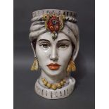 An Italian Sicilian Head vase, 20th century, by Placento Caltagirone, height 33cm.