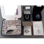 Various items of silver jewellery including rings, bracelets etc.