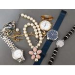 A quantity of costume jewellery and watches including Rotary, Jasper Conran, Ferrandis for Jaeger,