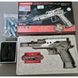 A Tanfoglio gold custom Co2 air pistol, .177 calibre, serial no. 30445655, boxed with Co2