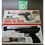 A RO 72 Bullseye Panther de-Luxe target air pistol, calibre .177, with pellets, targets, etc. in