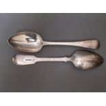 A pair of matched silver serving spoons, Jonathan Hayne, London 1833 & 1834, wt. 5ozt.