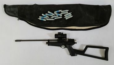 A Crossman Air Guns Model 2250XL .22 calibre CO2 air rifle, Serial no. N18B23513, with milbro RD
