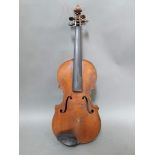 A 19th century English School violin, labelled Charles Adin and dated 1879, two piece back length