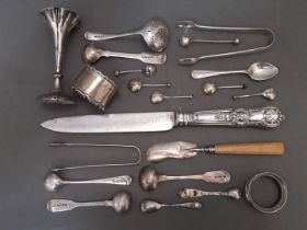 A mixed lot of assorted hallmarked silver, gross wt. 6ozt (excluding knife).