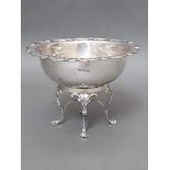 An Edwardian silver pedestal bowl with pierced rim, William Hutton & Sons Ltd, Sheffield 1906, wt.