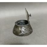 Archibald Knox for Liberty & Co Pewter inkwell, circa 1903, domed hinged lid with turned knop