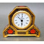 A Royal Crown Derby "Old Imari" pattern quartz table clock.