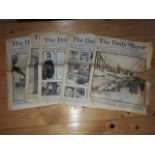 Five copies of The Daily Mirror during the Titanic disaster.