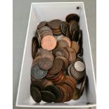 A box of mainly bronze coins from UK and Channel Islands