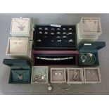 A collection of costume jewellery to include silver, titanium, mainly with associated boxes, etc.