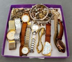 Assorted silver and costume jewellery, some marked 925, watches etc.