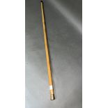 A malacca walking cane with hallmarked 9ct gold top, length 91.5cm.