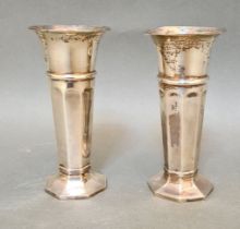 A pair of hallmarked silver vases, Ollivant & Botsford, London, 1908, gross weight 8.5 ozt.