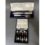 A cased set of 6 hallmarked silver tea spoons, Birmingham, Angora Silver Plate Co Ltd, 1960 together