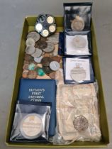 A mixed lot of coins including 1817 half-crown, various commemorative crowns & coin sets etc..