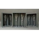 3 boxed sets of Waterford Crystal Millennium Collection toasting flutes.