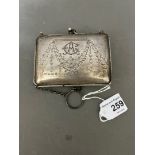 A hallmarked silver purse, Birmingham, possibly G & C Ltd, 1917, gross weight 2.49 ozt.