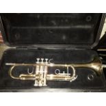 A Bach TR300 trumpet in fitted case.