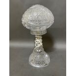 A 1930s cut glass table lamp of globular form 16.5" tall.