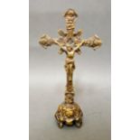 An antique 1910 brass altar crucifix, Made in England by Peerage Regd.