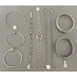 A collection of silver jewellery to include 3 bangles, 3 bracelets to include 2 SilverRado and 1