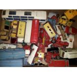 A box of die-cast model toys including Lesney, Matchbox, Dinky, etc.