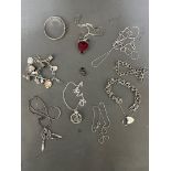 Assorted silver and white metal jewellery, various marks, gross wt. 119g.