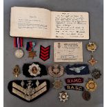Military history - A collection of miscellaneous medals, badges, cloth patches and related