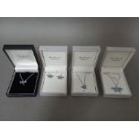 Silver jewellery to include chain with enameled butterfly pendant and pair of earrings together with