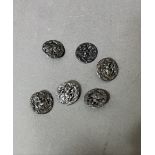 A set of six antique silver buttons, Birmingham, Cornelius Desormeaux Saunders & James Francis