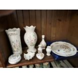 Aynsley china- 2 large vases appx 27cm high, boxed cake stand, & 6 other items