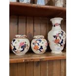 Masons Mandalay vase 25cm high and 2 lidded ginger jars