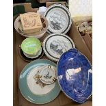 A mixed lot of pottery including Maling lustre ware, a Wade pipe rest, Darwen plates etc.