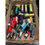 A box of die-cast toys.