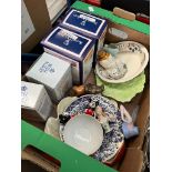 A box of mixed ceramics and collectables including Royal Doulton 101 Dalmations Pongo figures ,