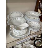 Royal Albert Caroline dinner wares including dinner plates, 8" plates, fruit/dessert set, sauce boat