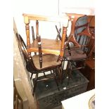 Various items of furniture; a G Plan dressing table stool, a pine side table, four hoop back chairs,