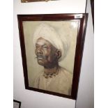 Late 19th century/early 20th century school, watercolour, portrait of a North African man, 31cm x