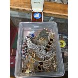 A box of assorted costume jewellery