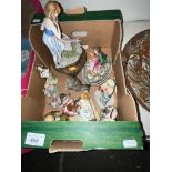 A box of figurines including Beswick, Capodimonte & Volkstedt etc.