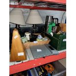 A mixed lot comprising metronome, table lamps, glass and ceramics, etc.