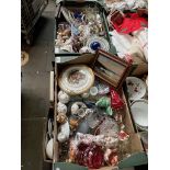 2 boxes of ceramics, glass etc. including Wade, lead crystal etc.