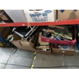 5 boxes and 1 case of various items including tools, household items, camping chairs, rope