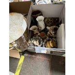 A box of assorted ceramics etc - includes Royal Fauna wares and Royal Albert Beatrix Potter