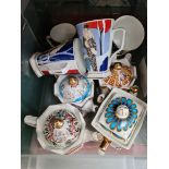 A box of Art Deco mugs & novelty teapots