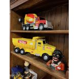 Two Tonka Toys and a Metal "Golly" money box